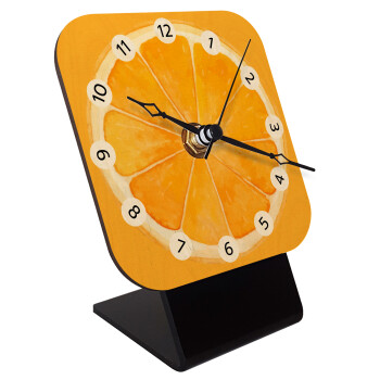 Πορτοκάλι, Επιτραπέζιο ρολόι σε φυσικό ξύλο (10cm)
