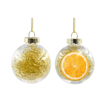 Πορτοκάλι, Χριστουγεννιάτικη μπάλα δένδρου διάφανη με χρυσό γέμισμα 8cm