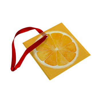 Πορτοκάλι, Χριστουγεννιάτικο στολίδι γυάλινο τετράγωνο 9x9cm
