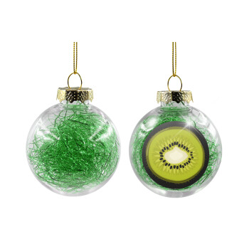 Kiwi, Transparent Christmas tree ball ornament with green filling 8cm