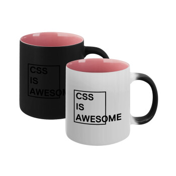 CSS is awesome, Κούπα Μαγική εσωτερικό ΡΟΖ, κεραμική 330ml που αλλάζει χρώμα με το ζεστό ρόφημα (1 τεμάχιο)