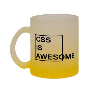 CSS is awesome, Κούπα γυάλινη δίχρωμη με βάση το κίτρινο ματ, 330ml