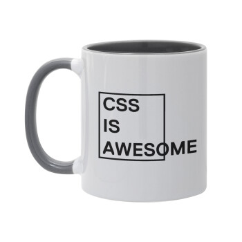 CSS is awesome, Mug colored grey, ceramic, 330ml