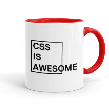 CSS is awesome, Mug colored red, ceramic, 330ml