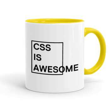 CSS is awesome, Mug colored yellow, ceramic, 330ml