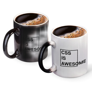 CSS is awesome, Color changing magic Mug, ceramic, 330ml when adding hot liquid inside, the black colour desappears (1 pcs)