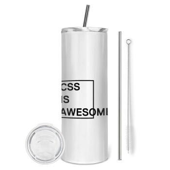 CSS is awesome, Eco friendly stainless steel tumbler 600ml, with metal straw & cleaning brush