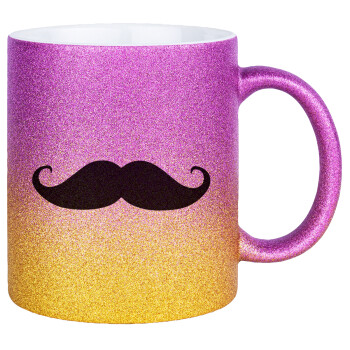 moustache, Κούπα Χρυσή/Ροζ Glitter, κεραμική, 330ml