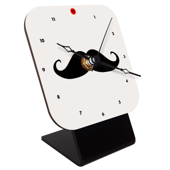 moustache, Quartz Wooden table clock with hands (10cm)