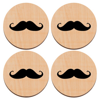 moustache, ΣΕΤ x4 Σουβέρ ξύλινα στρογγυλά plywood (9cm)