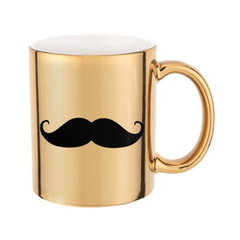 moustache, Mug ceramic, gold mirror, 330ml