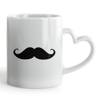 moustache, Mug heart handle, ceramic, 330ml