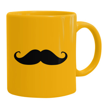 moustache, Ceramic coffee mug yellow, 330ml (1pcs)
