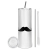 Tumbler stainless steel 600ml, with metal straw & cleaning brush