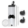 Travel Tumbler 2 Lids, with metal straw & cleaning brush (Stainless steel 304 Food grade, BPA free, 600ml)