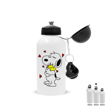 Snoopy Love, Μεταλλικό παγούρι νερού, Λευκό, αλουμινίου 500ml