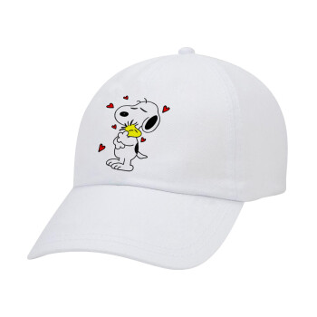 Snoopy Love, Καπέλο Ενηλίκων Baseball Λευκό 5-φύλλο (POLYESTER, ΕΝΗΛΙΚΩΝ, UNISEX, ONE SIZE)