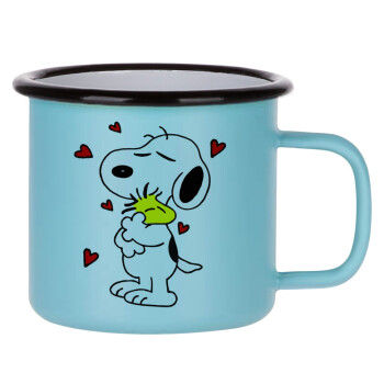 Snoopy Love, Κούπα Μεταλλική εμαγιέ ΜΑΤ σιέλ 360ml