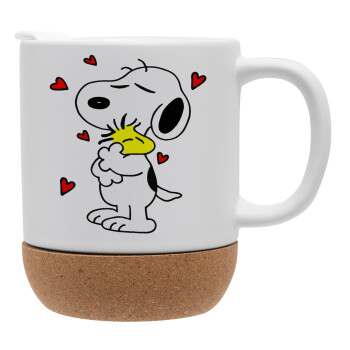 Snoopy Love, Κούπα, κεραμική με βάση φελού και καπάκι (ΜΑΤ), 330ml (1 τεμάχιο)