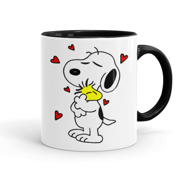 Snoopy Love, Mug colored black, ceramic, 330ml