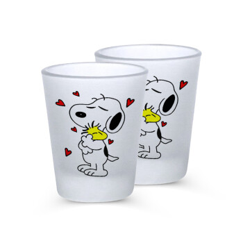 Snoopy Love, Σφηνοπότηρα γυάλινα 45ml του πάγου (2 τεμάχια)