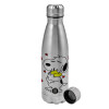 Metallic water bottle, stainless steel, 750ml