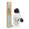 Easter Set, metallic aluminum water bottle (500ml) & scented flat candle (30cm) (TURQUOISE)