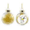 Transparent Christmas tree ball ornament with gold filling 8cm