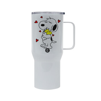 Snoopy Love, Mega Stainless steel Tumbler with lid, double wall 750L