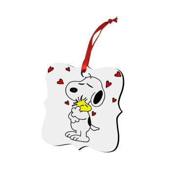 Snoopy Love, Στολίδι Χριστουγεννιάτικο στολίδι polygon ξύλινο 7.5cm