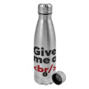 Metallic water bottle, stainless steel, 750ml