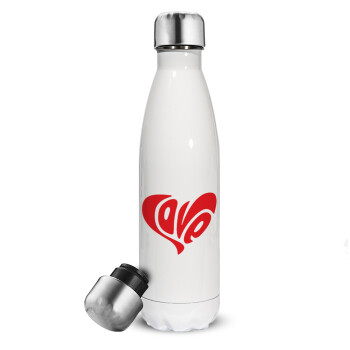 Love, Metal mug thermos White (Stainless steel), double wall, 500ml