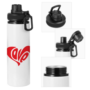 Love, Metal water bottle with safety cap, aluminum 850ml