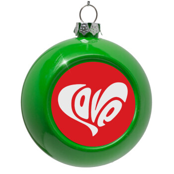 Love, Green Christmas tree ornament bauble 8cm