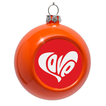 Love, Orange Christmas tree ornament bauble 8cm