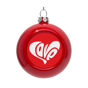 Love, Red Christmas tree ornament bauble 8cm