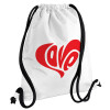 Backpack pouch GYMBAG white, with pocket (40x48cm) & thick cords