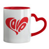 Mug heart red handle, ceramic, 330ml