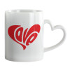 Mug heart handle, ceramic, 330ml