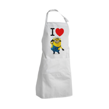 I love by minion, Adult Chef Apron (with sliders and 2 pockets)