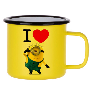 I love by minion, Metallic enamel MATT Yellow cup 360ml