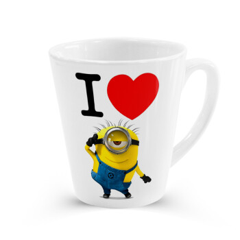 I love by minion, Κούπα κωνική Latte Λευκή, κεραμική, 300ml