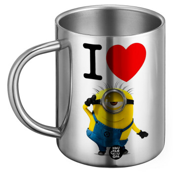 I love by minion, Ανοξείδωτη Μεταλλική Κούπα 450ml - Διπλού Τοιχώματος