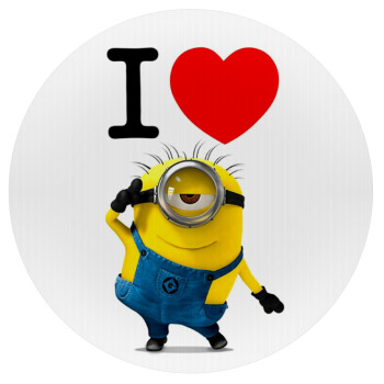I love by minion, Mousepad Round 20cm