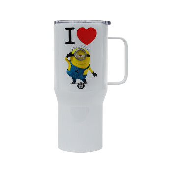 I love by minion, Mega Stainless steel Tumbler with lid, double wall 750L