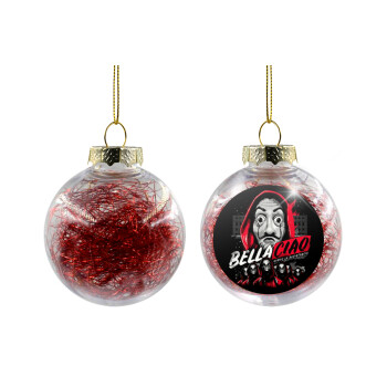 Bella Ciao  Somos La resistencia, Transparent Christmas tree ball ornament with red filling 8cm