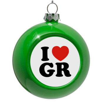 I Love GR, Green Christmas tree ornament bauble 8cm