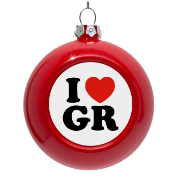 I Love GR, Red Christmas tree ornament bauble 8cm