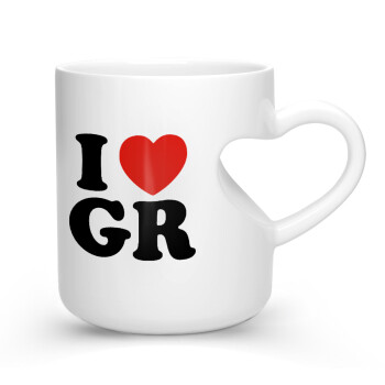 I Love GR, Κούπα καρδιά λευκή, κεραμική, 330ml