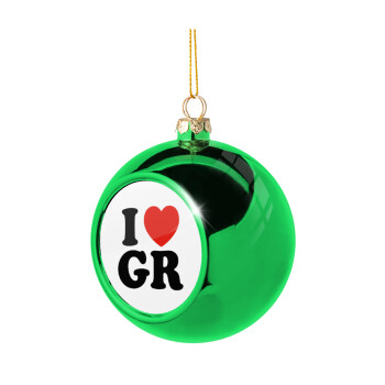 I Love GR, Green Christmas tree ornament ball 8cm